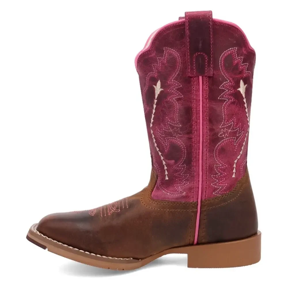 NEW Dan Post Salina‎ Pink Tan Leather Western Boots Girls Cowgirl Rodeo Cute